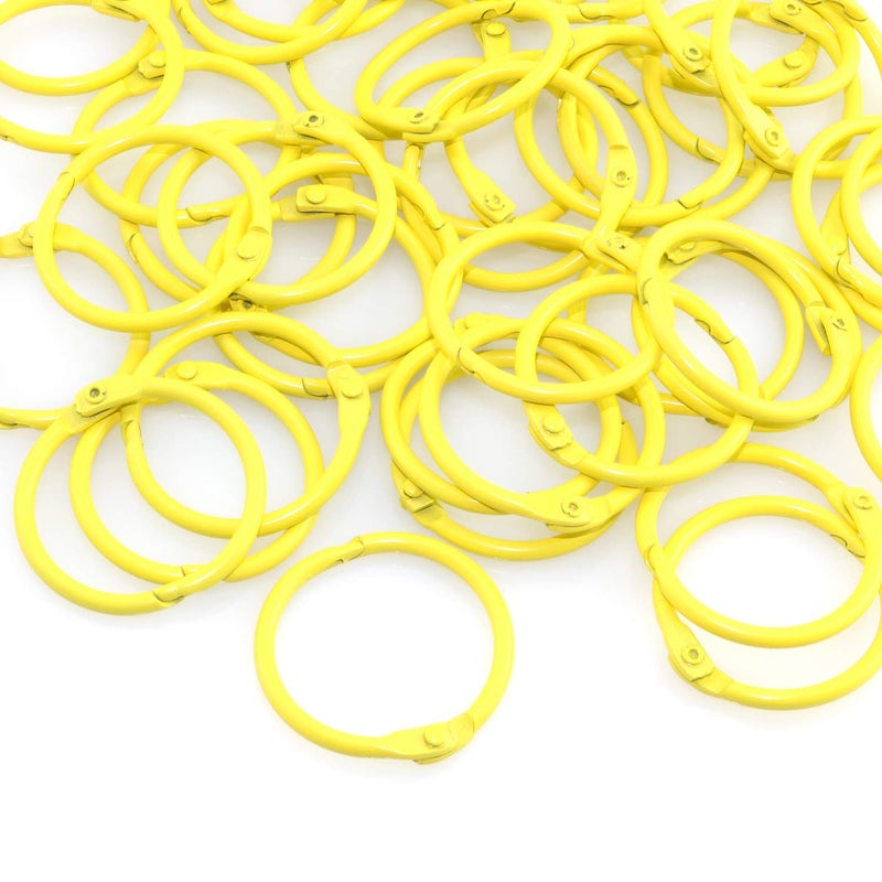Lind Kitchen 50pcs 1" Book Ring Metal Loose Leaf Ring,Book Binder Hinged Buckle Rings Scrapbook Sketchbook Craft Photo Album DIY Binding Ring 25mm(Yellow) - Image 4